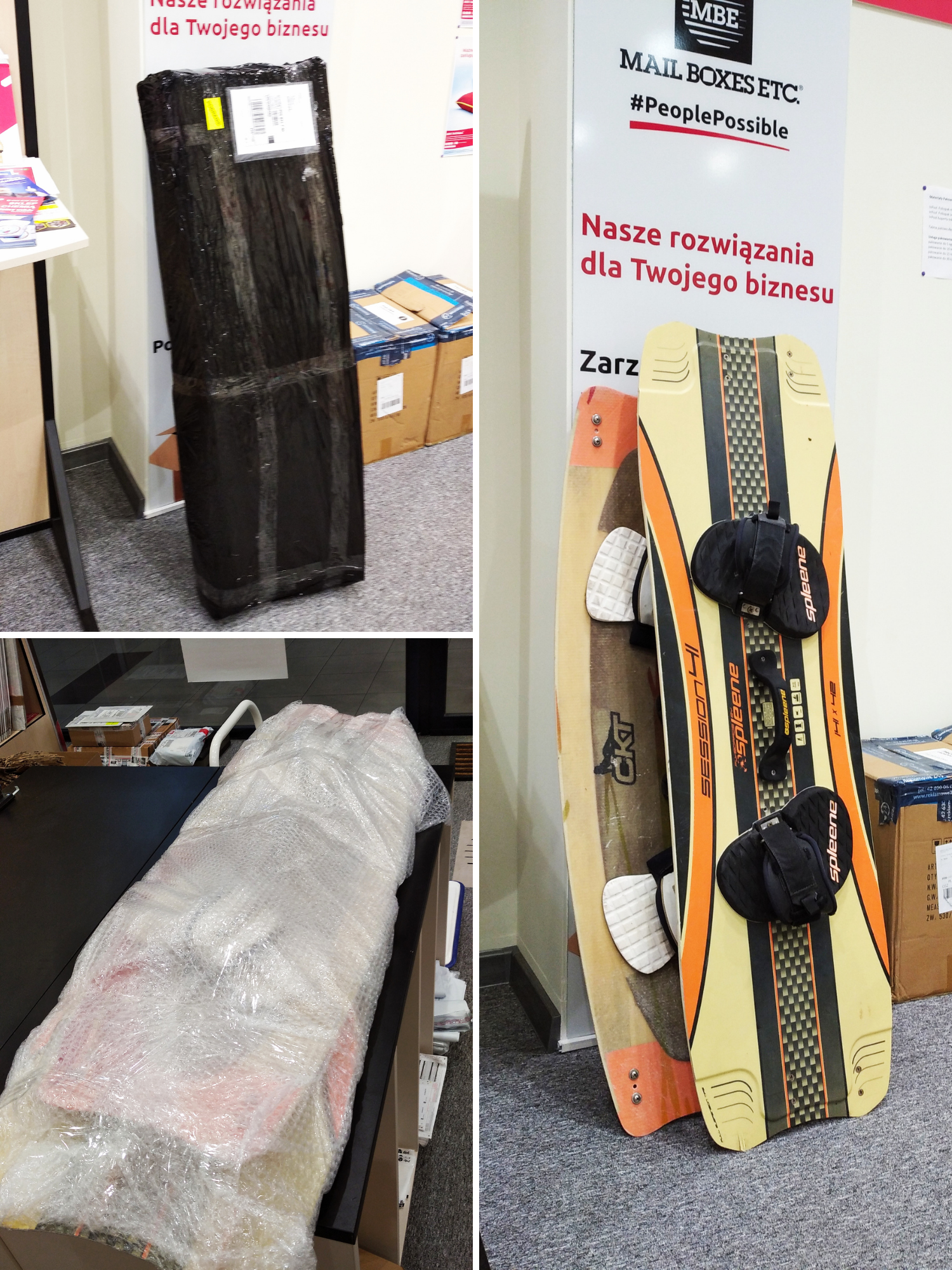 Wysyłka sprzętu sportowego z pakowaniem- deska do kitesurfingu